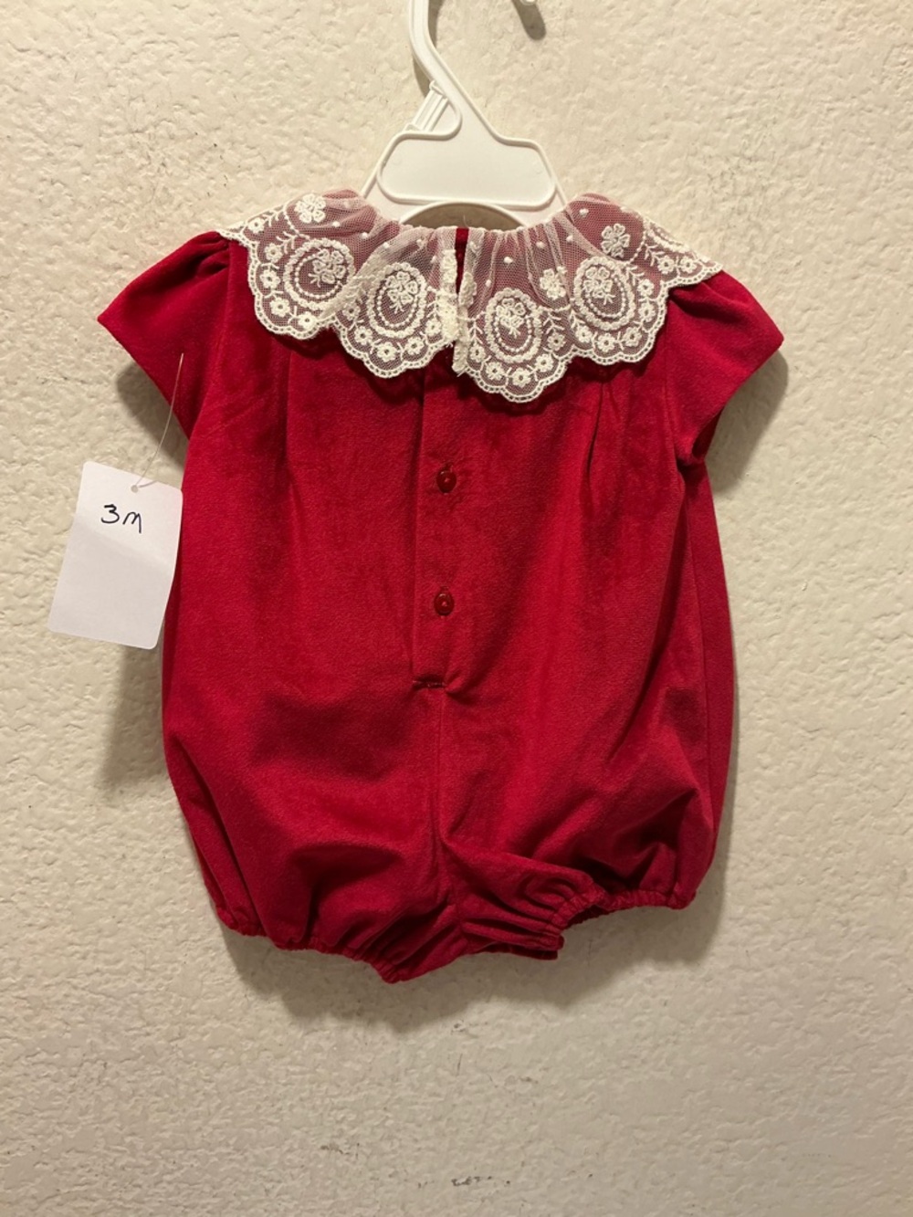 NWT Luli & Me Girls  Red  Deluxe Velvet Bubble With Lace - Picture 5 of 5